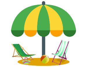 a sun parasole and deck chairs 
